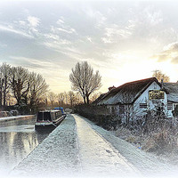 Buy canvas prints of The Frozen Lancaster Canal by Lilian Marshall