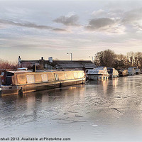 Buy canvas prints of Sunset on The Frozen Lancaster Canal. by Lilian Marshall