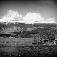 Buy canvas prints of Snow capped mountains at Keswick. by Lilian Marshall