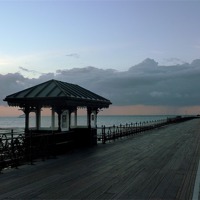 Buy canvas prints of Dusk on the Pier. by Lilian Marshall