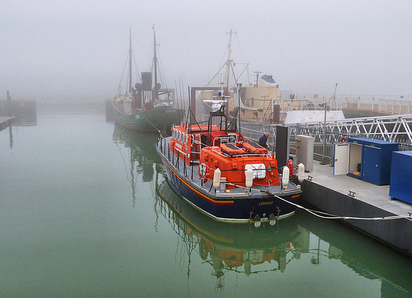 Lowestoft Lifeboat in the Fog. Picture Board by Lilian Marshall