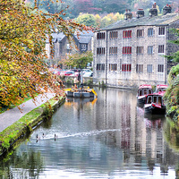 Buy canvas prints of Autumn at Hebden Bridge. by Lilian Marshall
