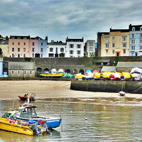 Buy canvas prints of Colourful Tenby. by Lilian Marshall