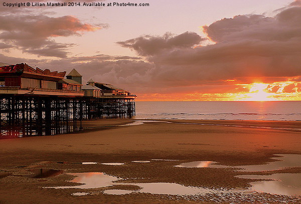 Sunset on South Pier. Picture Board by Lilian Marshall