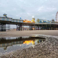 Buy canvas prints of Dusk over Central Pier. by Lilian Marshall
