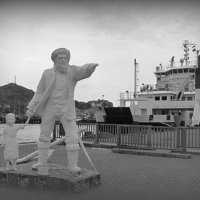 Buy canvas prints of White Statue in Mallaig. by Lilian Marshall