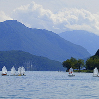 Buy canvas prints of  Lake Annecy-France.  by Lilian Marshall