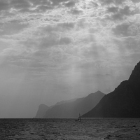 Buy canvas prints of Rays over Lake Garda by Lilian Marshall