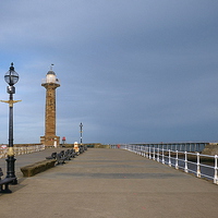 Buy canvas prints of  Whitby Pier.  by Lilian Marshall