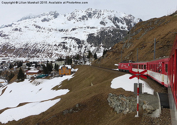  Train down from the Oberalp Pass. Picture Board by Lilian Marshall