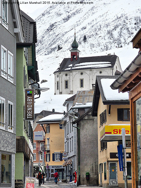  Down town Andermatt Picture Board by Lilian Marshall