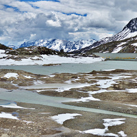 Buy canvas prints of  Bernina Pass and Glaciers by Lilian Marshall