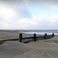 Buy canvas prints of  Groynes at Fleetwood Beach . by Lilian Marshall