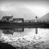 Buy canvas prints of  Misty Ben Nevis Reflections. by Lilian Marshall