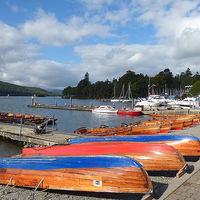 Buy canvas prints of  Boats at Bowness. by Lilian Marshall