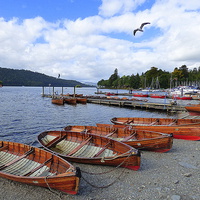 Buy canvas prints of  Boats at Bowness.  by Lilian Marshall