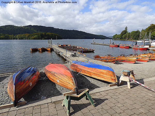  Rowing boats at Bowness, Picture Board by Lilian Marshall
