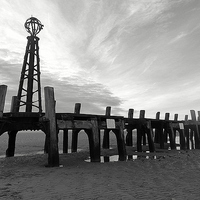 Buy canvas prints of  St Annes Pier in Black and White  by Lilian Marshall