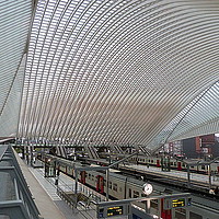 Buy canvas prints of Liege-Guillemins Railway station.  by Lilian Marshall