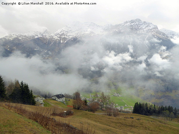 Misty Swiss Alps.  Picture Board by Lilian Marshall