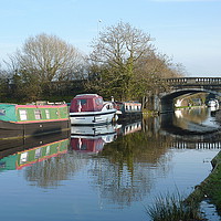 Buy canvas prints of Boats on the Lancaster Canal  by Lilian Marshall