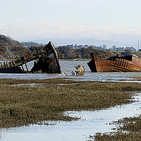 Buy canvas prints of Decommissioned Trawlers on Fleetwood Marsh. by Lilian Marshall