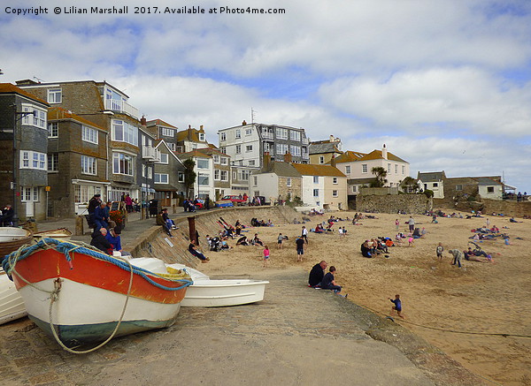 St Ives Promenade and Harbour Beach.  Picture Board by Lilian Marshall