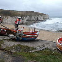 Buy canvas prints of A grey day at Flamborough. by Lilian Marshall