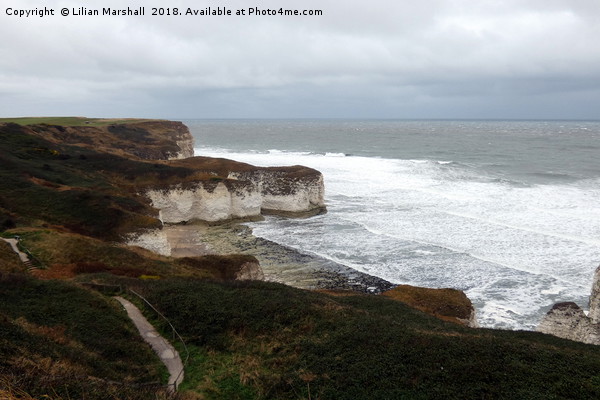 Grey skies at Flamborough cliffs.  Picture Board by Lilian Marshall