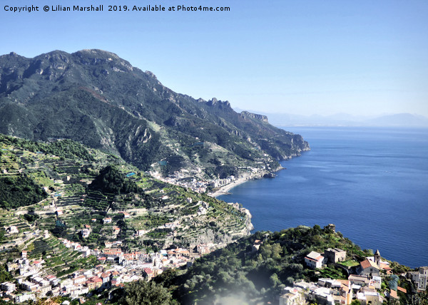 The rugged Amalfi coastline.  Picture Board by Lilian Marshall