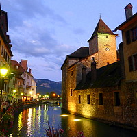 Buy canvas prints of Dusk at Annecy by Lilian Marshall