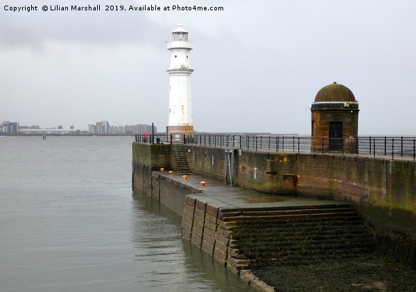 Misty Newhaven Lighthouse.  Picture Board by Lilian Marshall