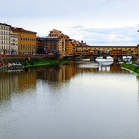 Buy canvas prints of Ponte Vecchio Bridge on a grey day.. by Lilian Marshall
