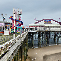 Buy canvas prints of Grey  Skies, over North Pier Theatre . by Lilian Marshall