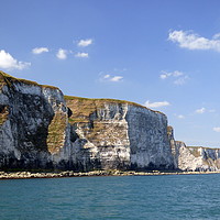 Buy canvas prints of Bempton Cliffs from the sea.  by Lilian Marshall