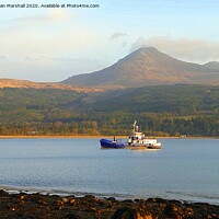 Buy canvas prints of Goatfell at Brodick Bay, by Lilian Marshall
