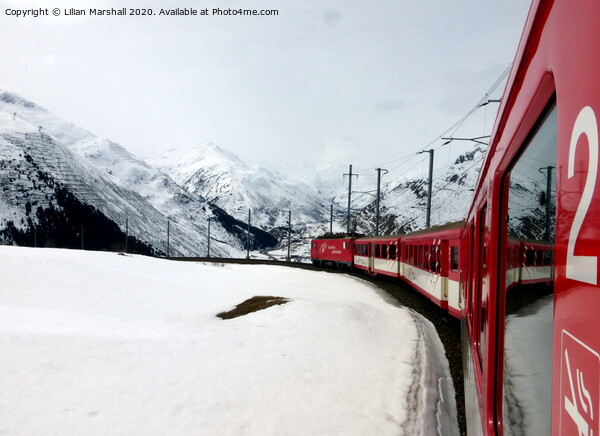 Swiss train Journey in the Alps.  Picture Board by Lilian Marshall