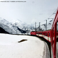 Buy canvas prints of Swiss train Journey in the Alps.  by Lilian Marshall