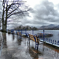 Buy canvas prints of A grey wet day in Keswick, Cumbria.  by Lilian Marshall