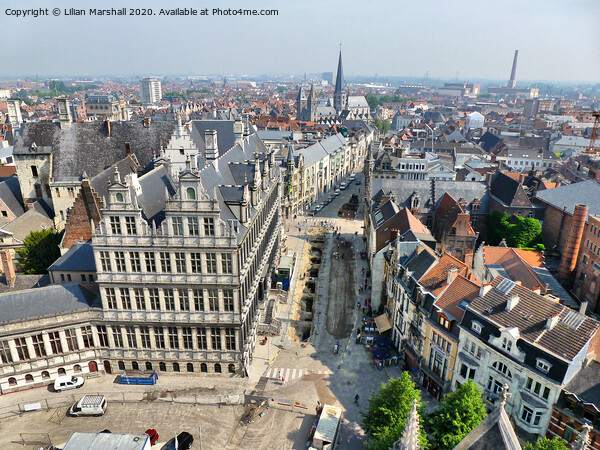 Aerial view of Ghent. Belgium. Picture Board by Lilian Marshall