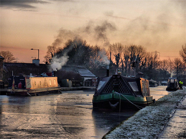 Sunset on the Frozen Lancaster Canal Picture Board by Lilian Marshall