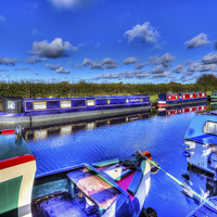 Buy canvas prints of Wheelton Top Lock Narrow Boats by Sandra Pledger