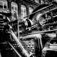 Buy canvas prints of  Traction Engine in Mono by Sandra Pledger