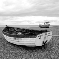 Buy canvas prints of Two Boats at Aldeburgh by justin rafftree