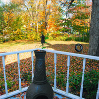 Buy canvas prints of Autumnal Porch View by justin rafftree
