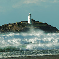 Buy canvas prints of LIGHTHOUSE ROUGH SEA by andrew saxton