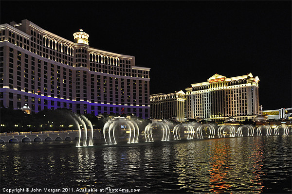 The Bellagio Fountains. Framed Mounted Print by John Morgan
