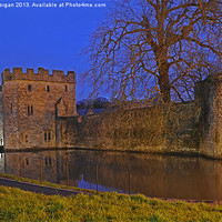 Buy canvas prints of The Bishops Palace Moat, Wells. by John Morgan