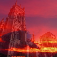 Buy canvas prints of York minster and fire by Robert Gipson