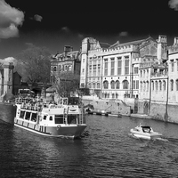 Buy canvas prints of York Guildhall with river boat on the Ouse. by Robert Gipson